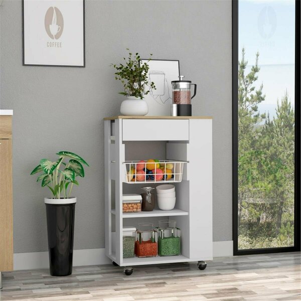 Depot E-Shop Rosemont Kitchen Cart, White & Light Oak DE-OBD6766